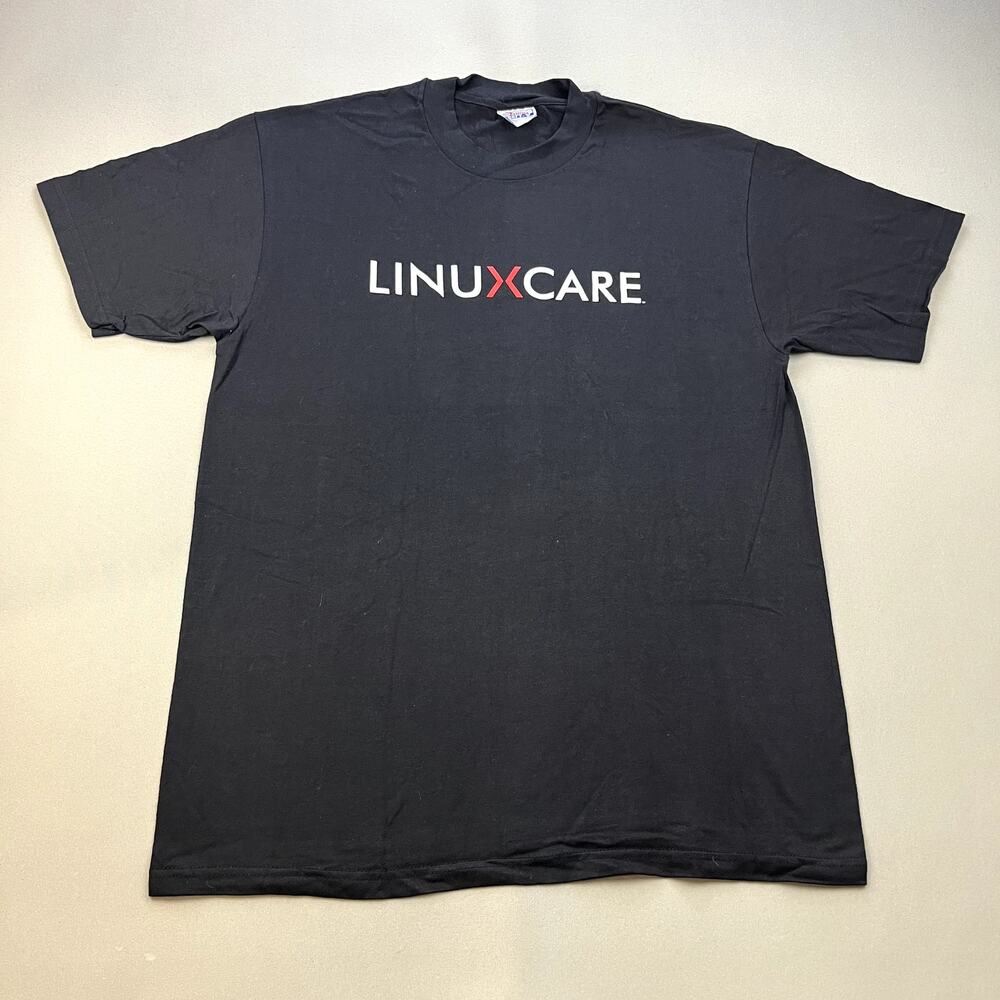Vintage Linux T-Shirt Adult Large Black Tech PC Computer Care OS System Web 90s